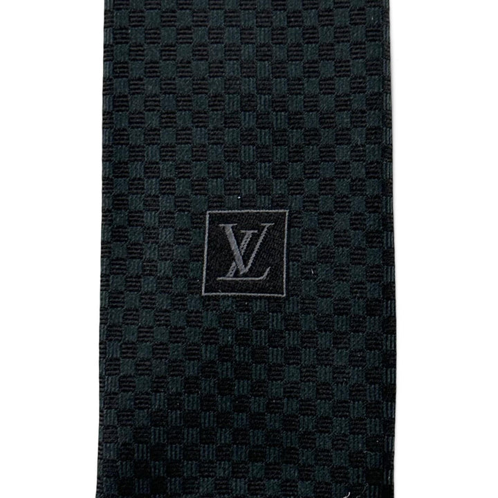 Great LOUIS VUITTON tie Cravat Microdamier LV logo black silk mens M78746
