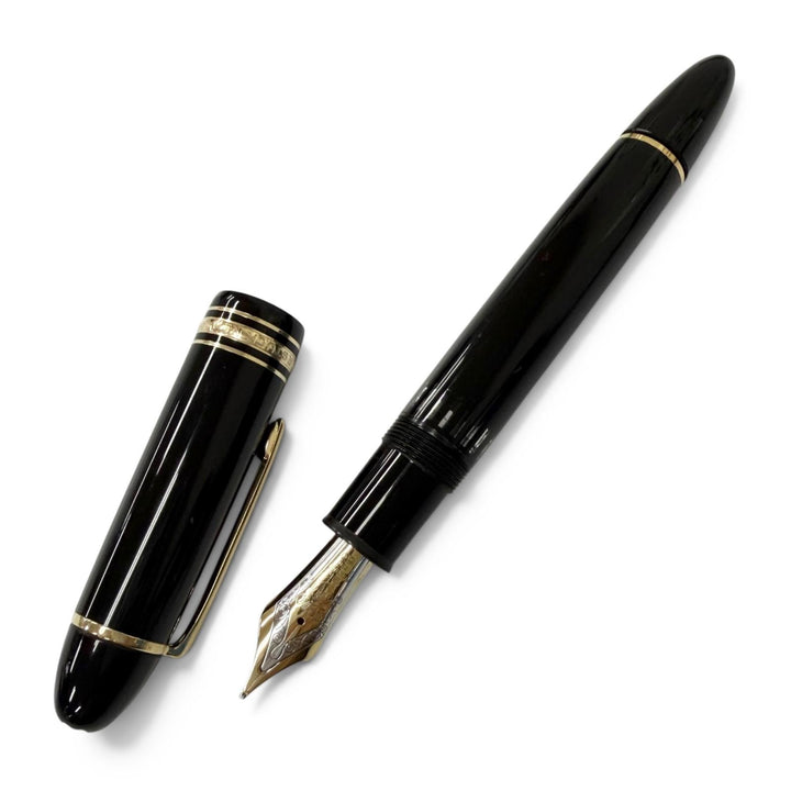 Great MONTBLANC fountain pen Meisterstück 149 Cap type, rare black 18K mens