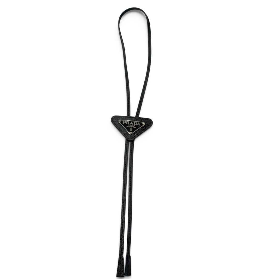 Excellent PRADA Triangle logo, triangular plate, bolo tie, loop tie black