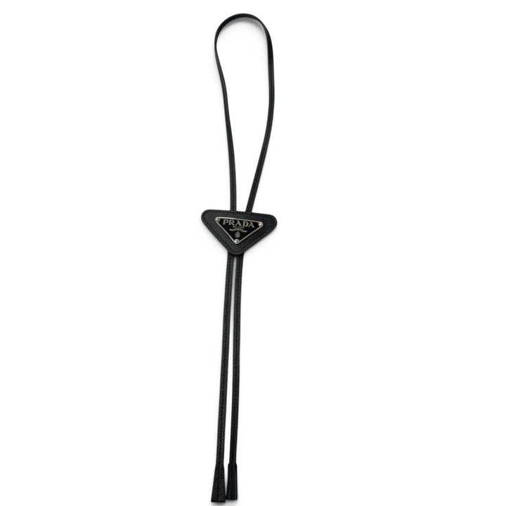 Excellent PRADA Triangle logo, triangular plate, bolo tie, loop tie black