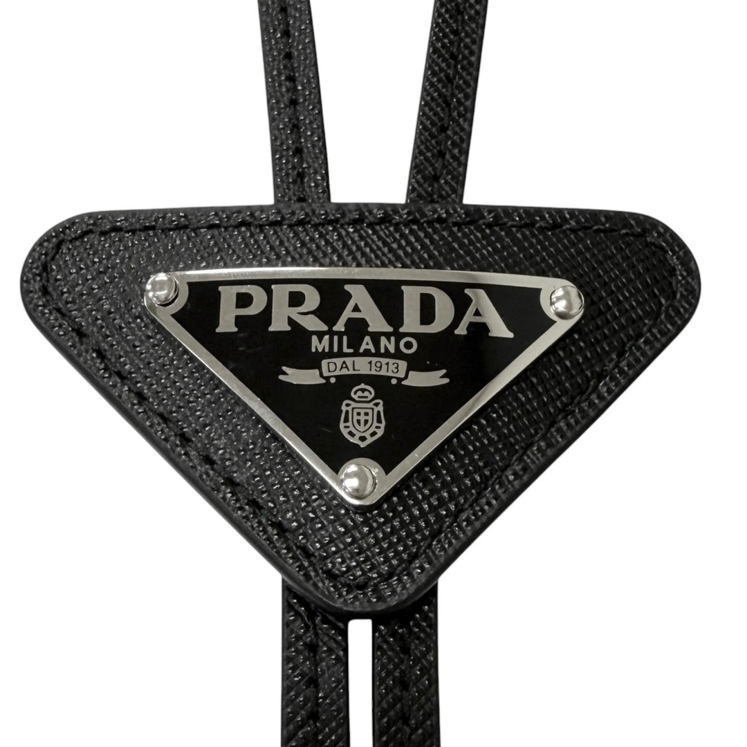 Excellent PRADA Triangle logo, triangular plate, bolo tie, loop tie black