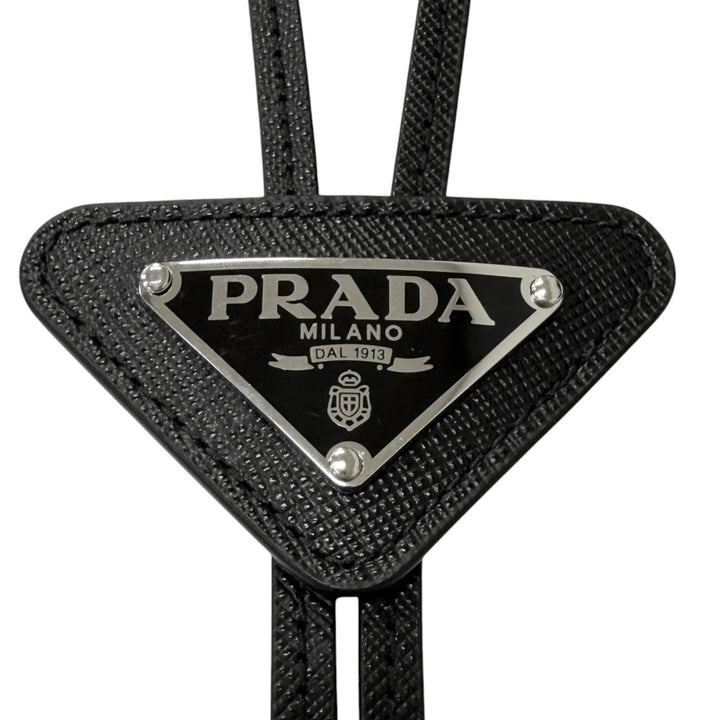 Excellent PRADA Triangle logo, triangular plate, bolo tie, loop tie black