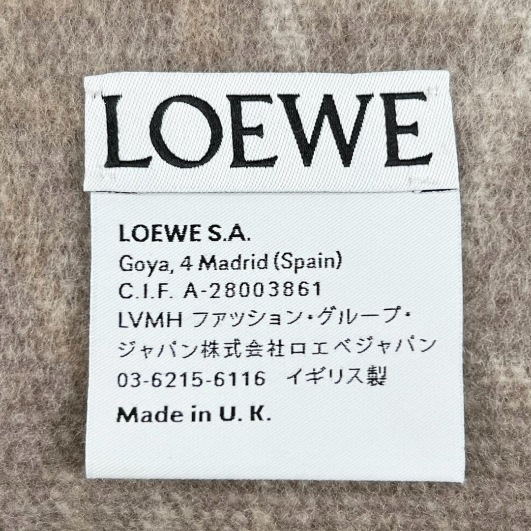 Great LOEWE Scarf Checkerboard scarf Anagram fringe beige wool Women