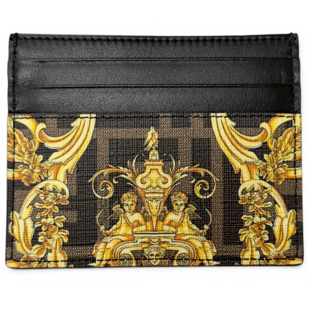 Pristine FENDI VERSACE Card Case FENDACE ZUCCA Baroque Pattern