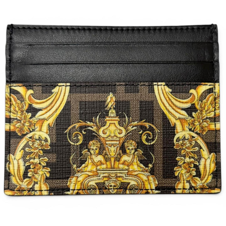 Pristine FENDI VERSACE Card Case FENDACE ZUCCA Baroque Pattern