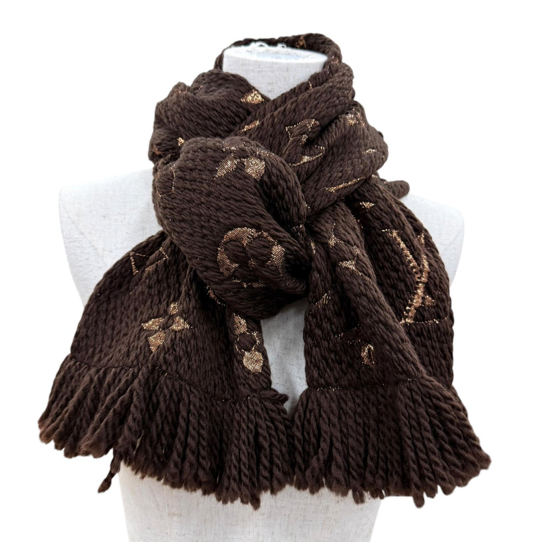 Great LOUIS VUITTON Scarf Escalp Logo Mania Shine With fringe wool Women M71383