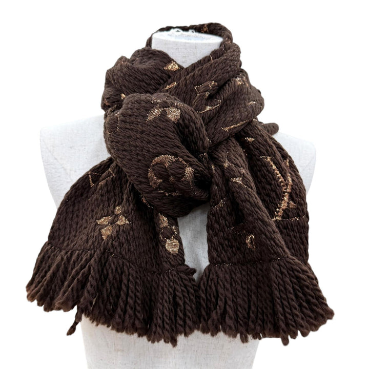 Great LOUIS VUITTON Scarf Escalp Logo Mania Shine With fringe wool Women M71383