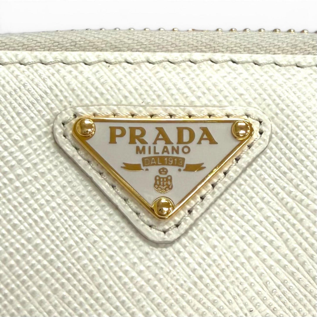 Excellent PRADA Pouch Triangle logo Saffiano leather chain shoulder strap 1NR025