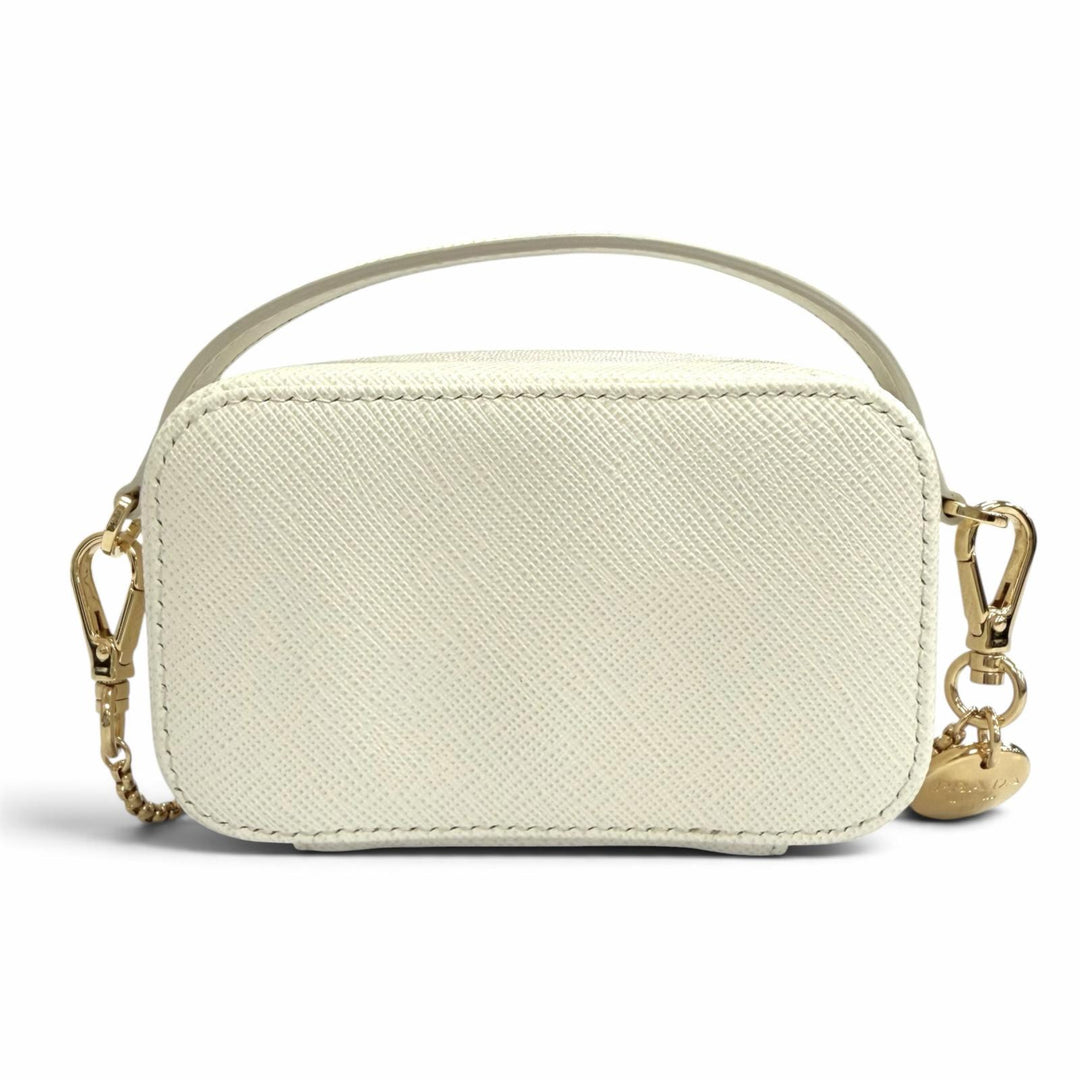 Excellent PRADA Pouch Triangle logo Saffiano leather chain shoulder strap 1NR025