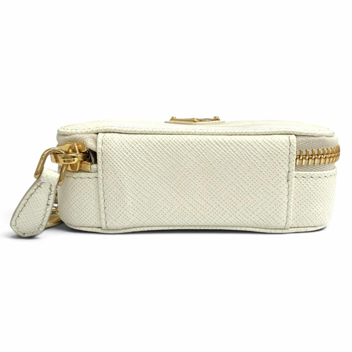Excellent PRADA Pouch Triangle logo Saffiano leather chain shoulder strap 1NR025