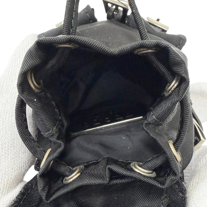 Excellent PRADA Bag charm Triangle logo Backpack motif black Nylon mens 2TT205