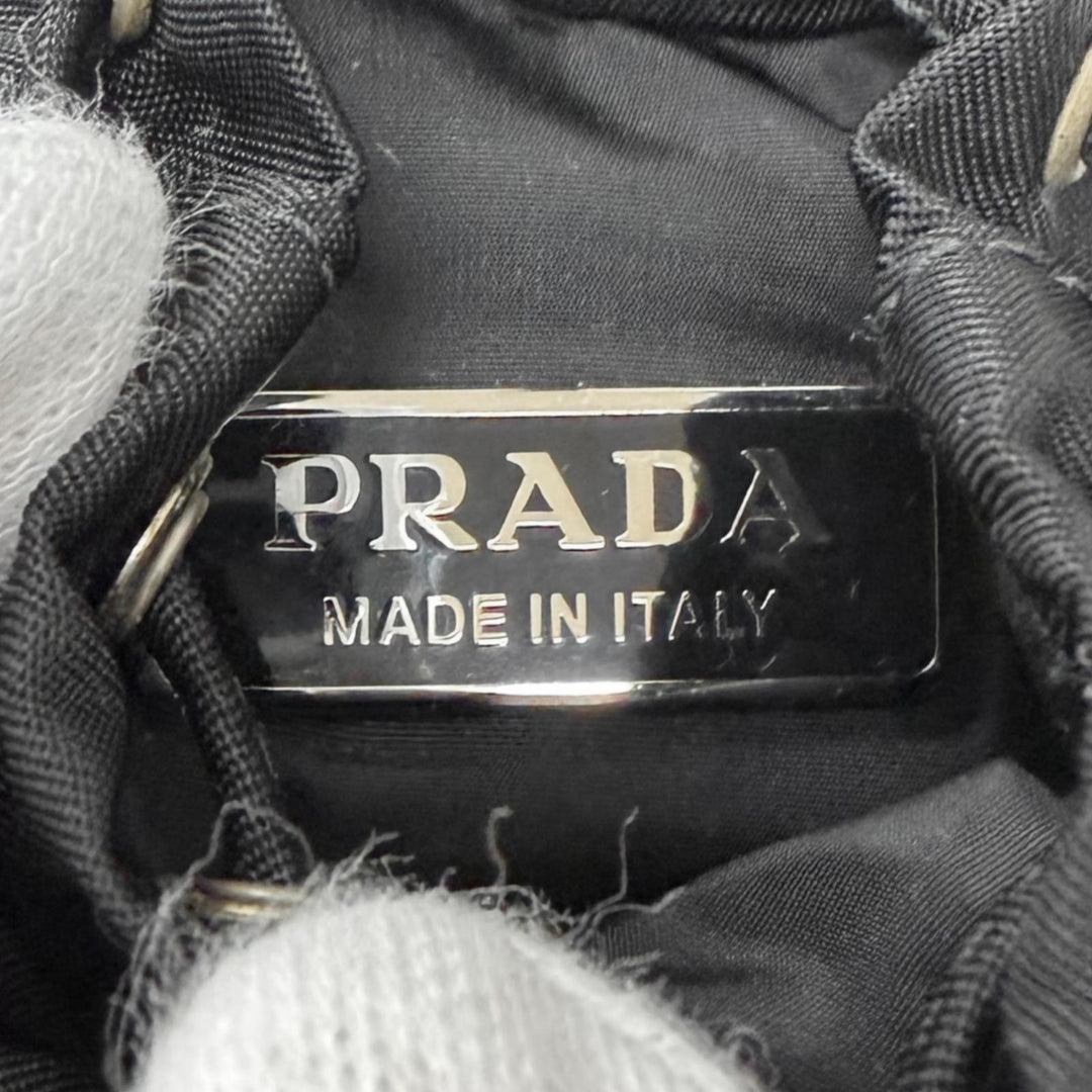 Excellent PRADA Bag charm Triangle logo Backpack motif black Nylon mens 2TT205