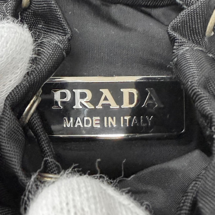 Excellent PRADA Bag charm Triangle logo Backpack motif black Nylon mens 2TT205