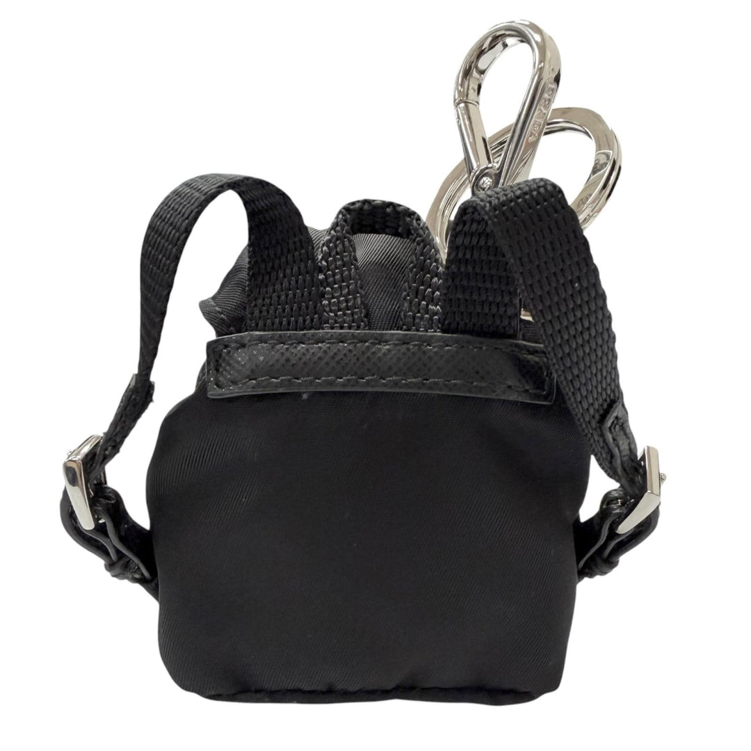 Excellent PRADA Bag charm Triangle logo Backpack motif black Nylon mens 2TT205