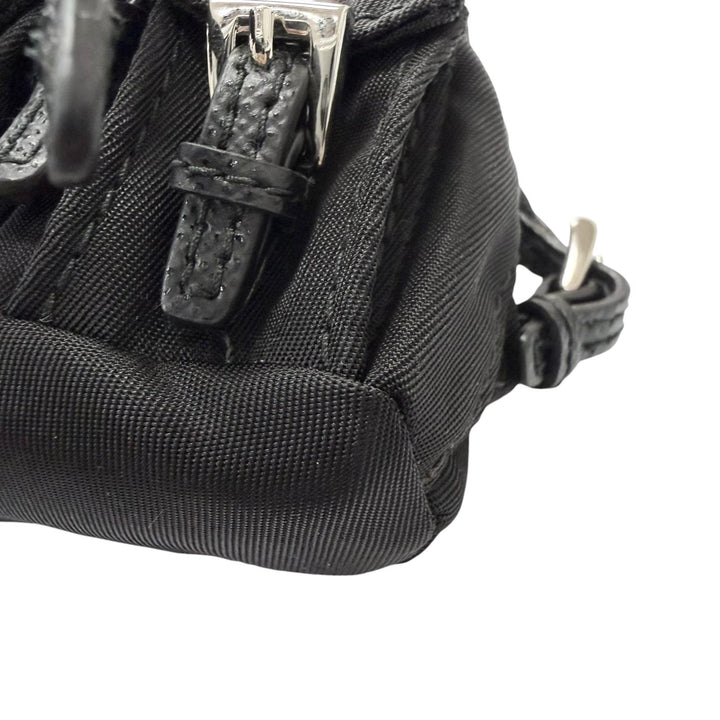 Excellent PRADA Bag charm Triangle logo Backpack motif black Nylon mens 2TT205