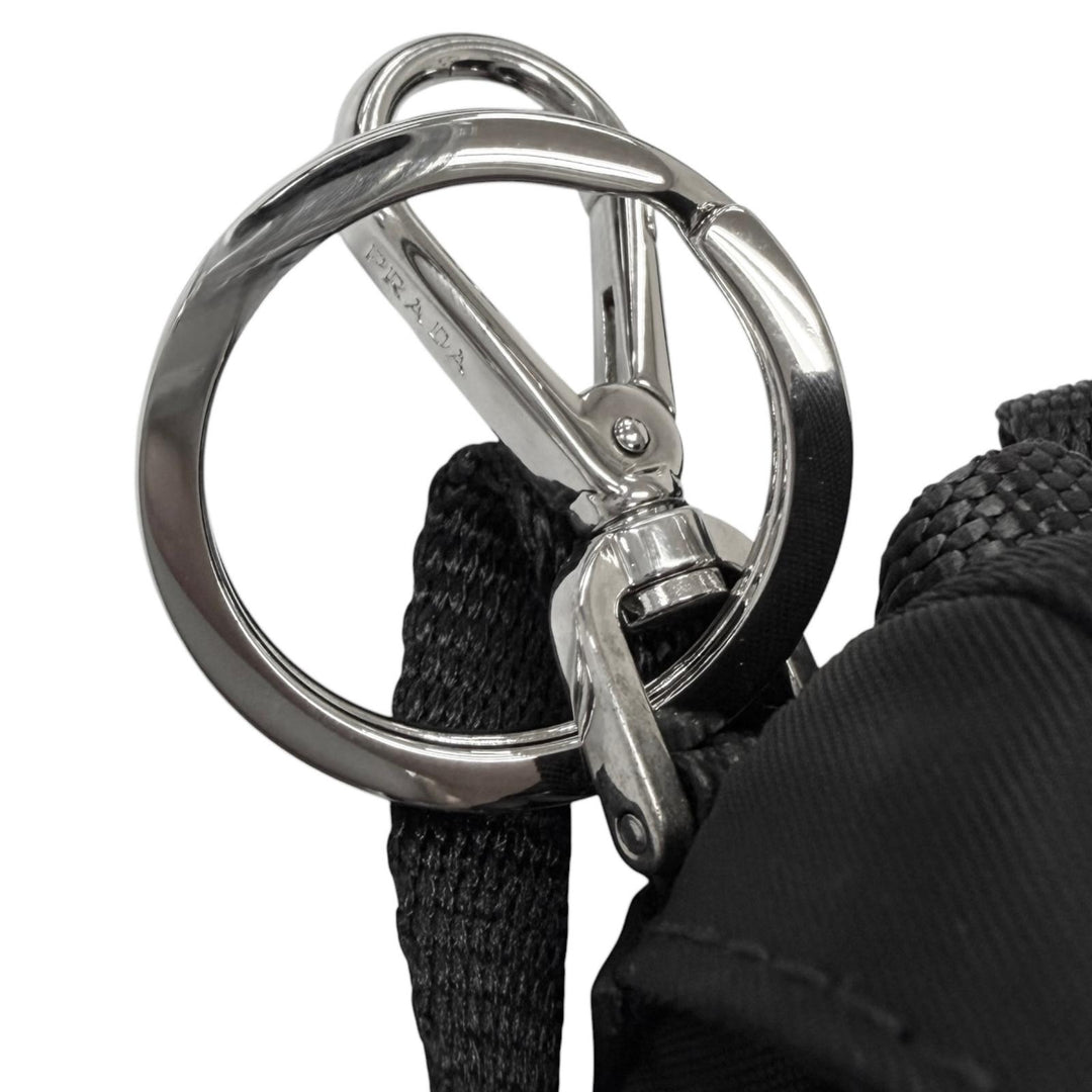 Excellent PRADA Bag charm Triangle logo Backpack motif black Nylon mens 2TT205