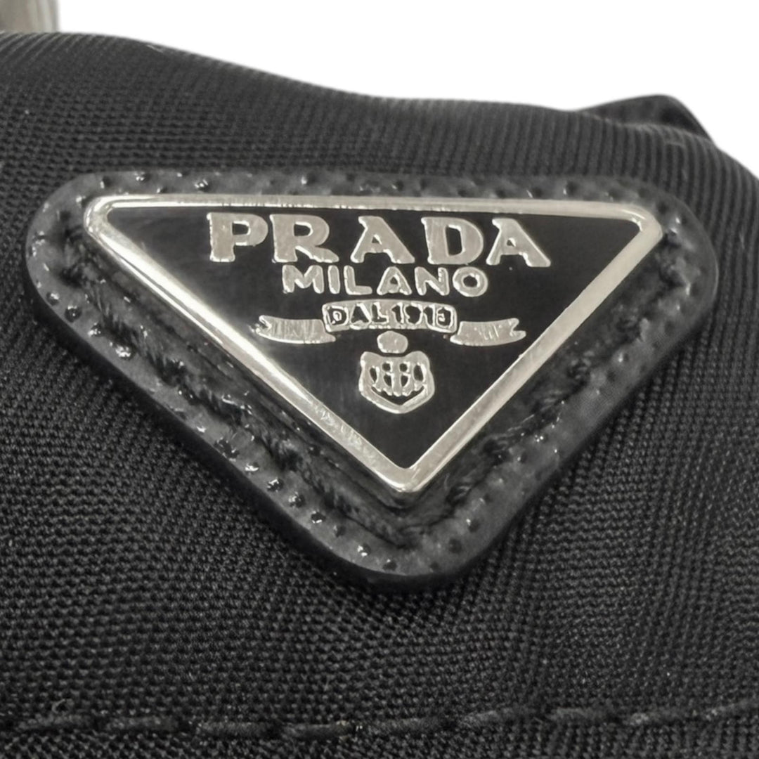 Excellent PRADA Bag charm Triangle logo Backpack motif black Nylon mens 2TT205