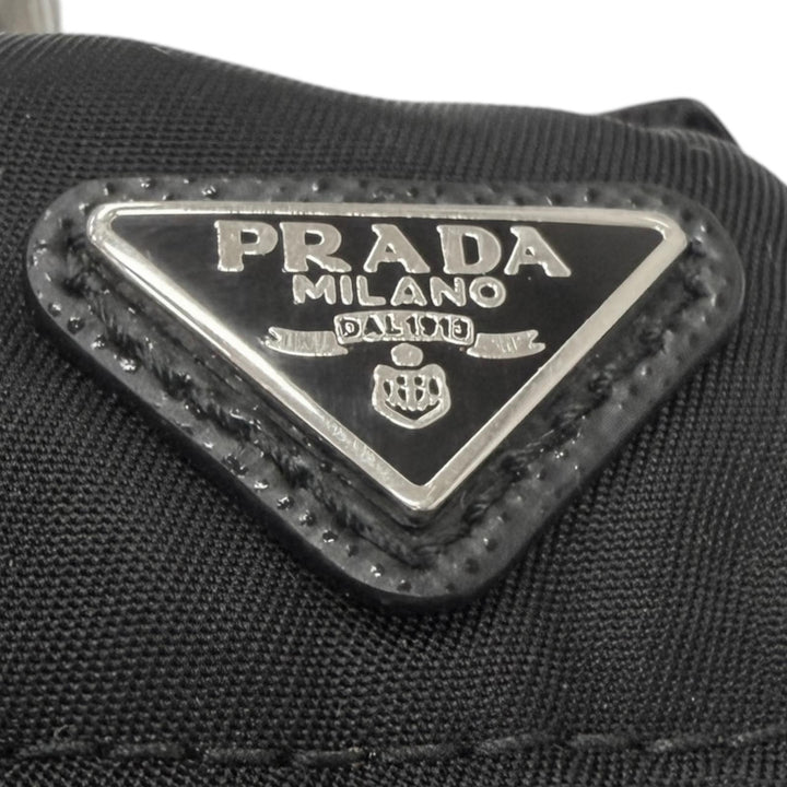 Excellent PRADA Bag charm Triangle logo Backpack motif black Nylon mens 2TT205