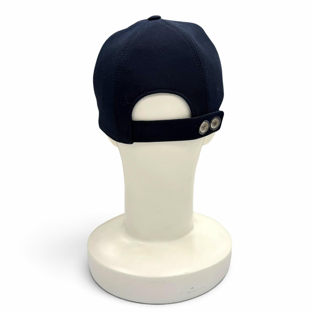 Excellent HERMES cap Serena H Electric Serie Metal logo embroidered hat Navy 57