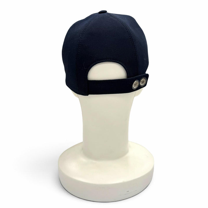 Excellent HERMES cap Serena H Electric Serie Metal logo embroidered hat Navy 57