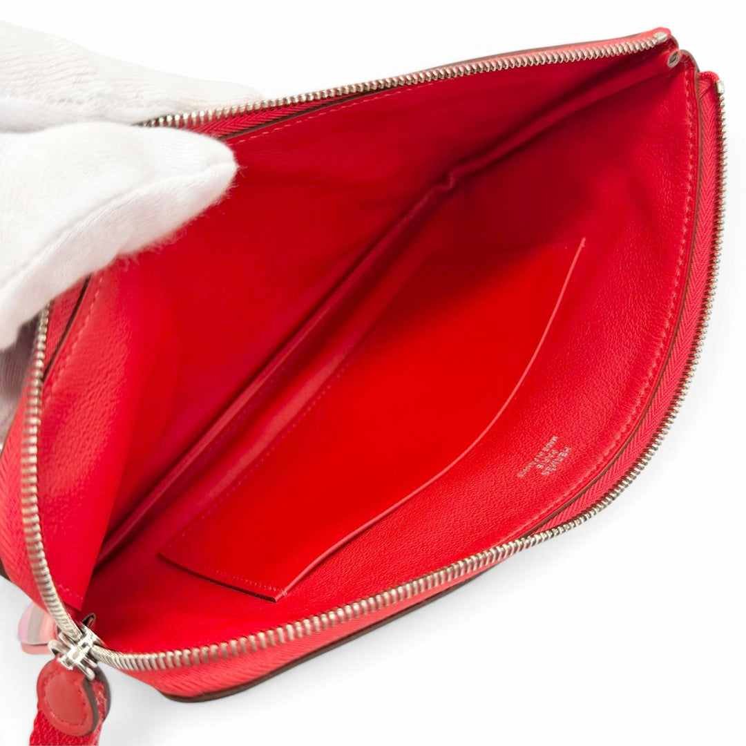 Pristine HERMES Pouch Carry Pocket Long Rainbow Love Vaux Swift Leather Women