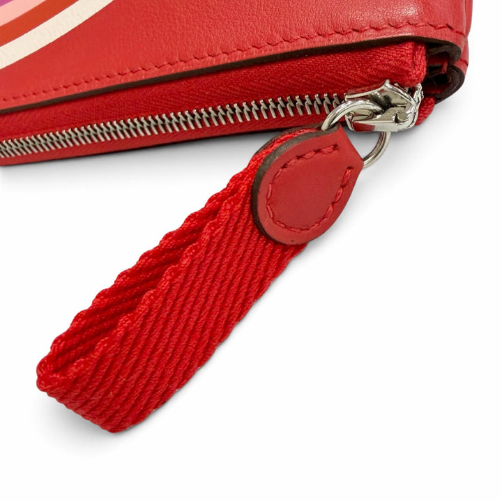 Pristine HERMES Pouch Carry Pocket Long Rainbow Love Vaux Swift Leather Women
