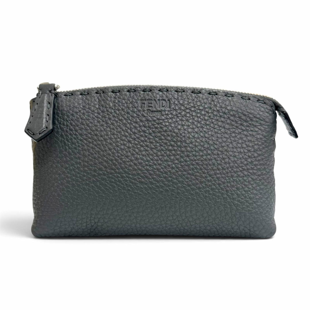 Excellent FENDI Cosmetics Pouch SELLERIA SELLERIA Logo Leather Pouch 8N0114