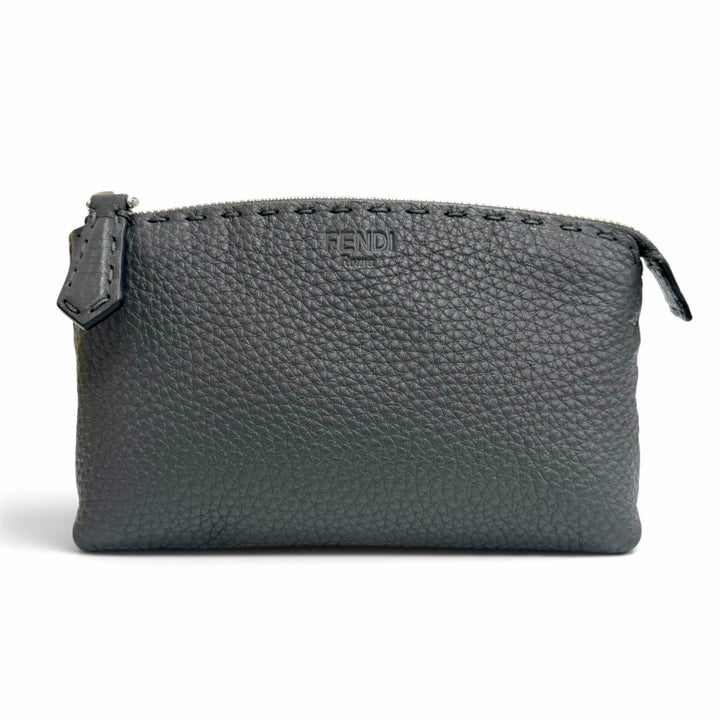 Excellent FENDI Cosmetics Pouch SELLERIA SELLERIA Logo Leather Pouch 8N0114