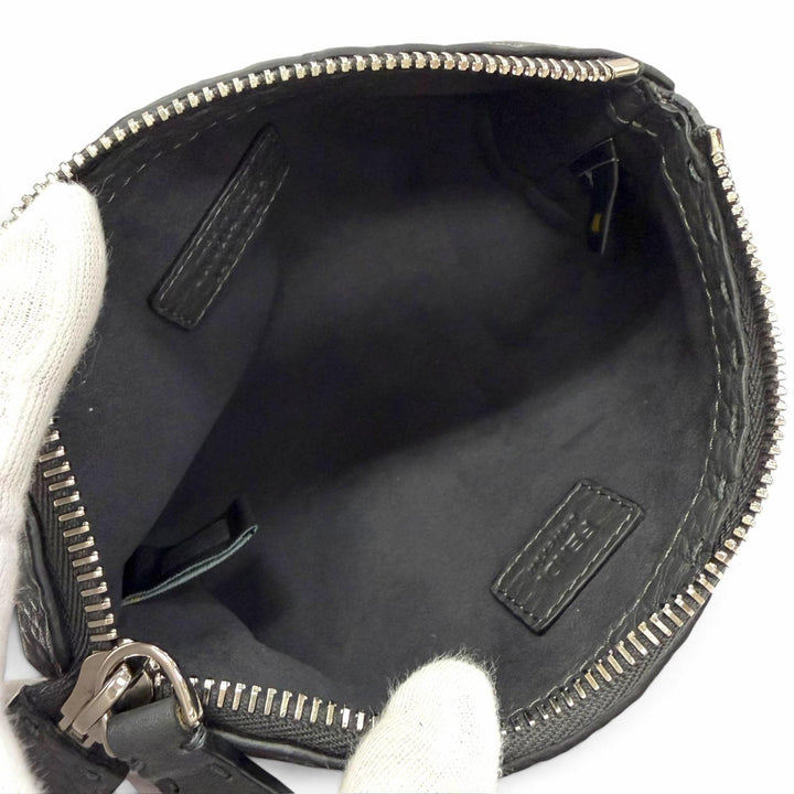 Excellent FENDI Cosmetics Pouch SELLERIA SELLERIA Logo Leather Pouch 8N0114