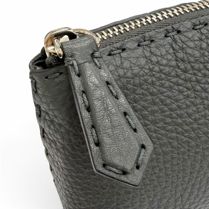 Excellent FENDI Cosmetics Pouch SELLERIA SELLERIA Logo Leather Pouch 8N0114