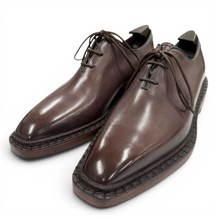 Excellent Berluti Leather shoes Brown Venice Calfskin Leather mens 6
