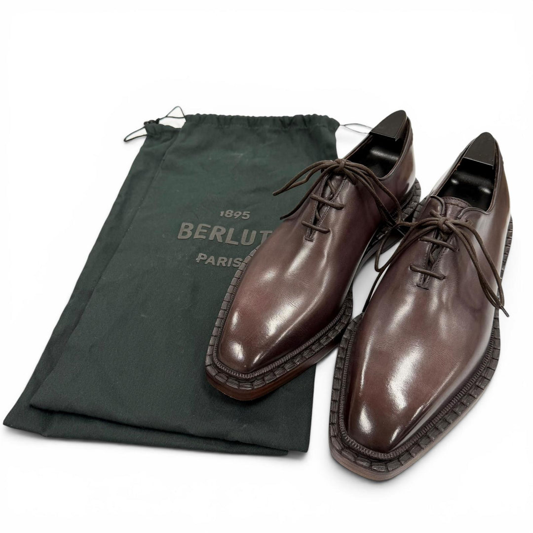 Excellent Berluti Leather shoes Brown Venice Calfskin Leather mens 6
