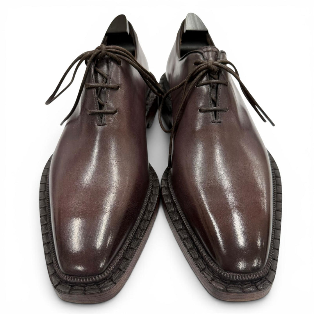 Excellent Berluti Leather shoes Brown Venice Calfskin Leather mens 6