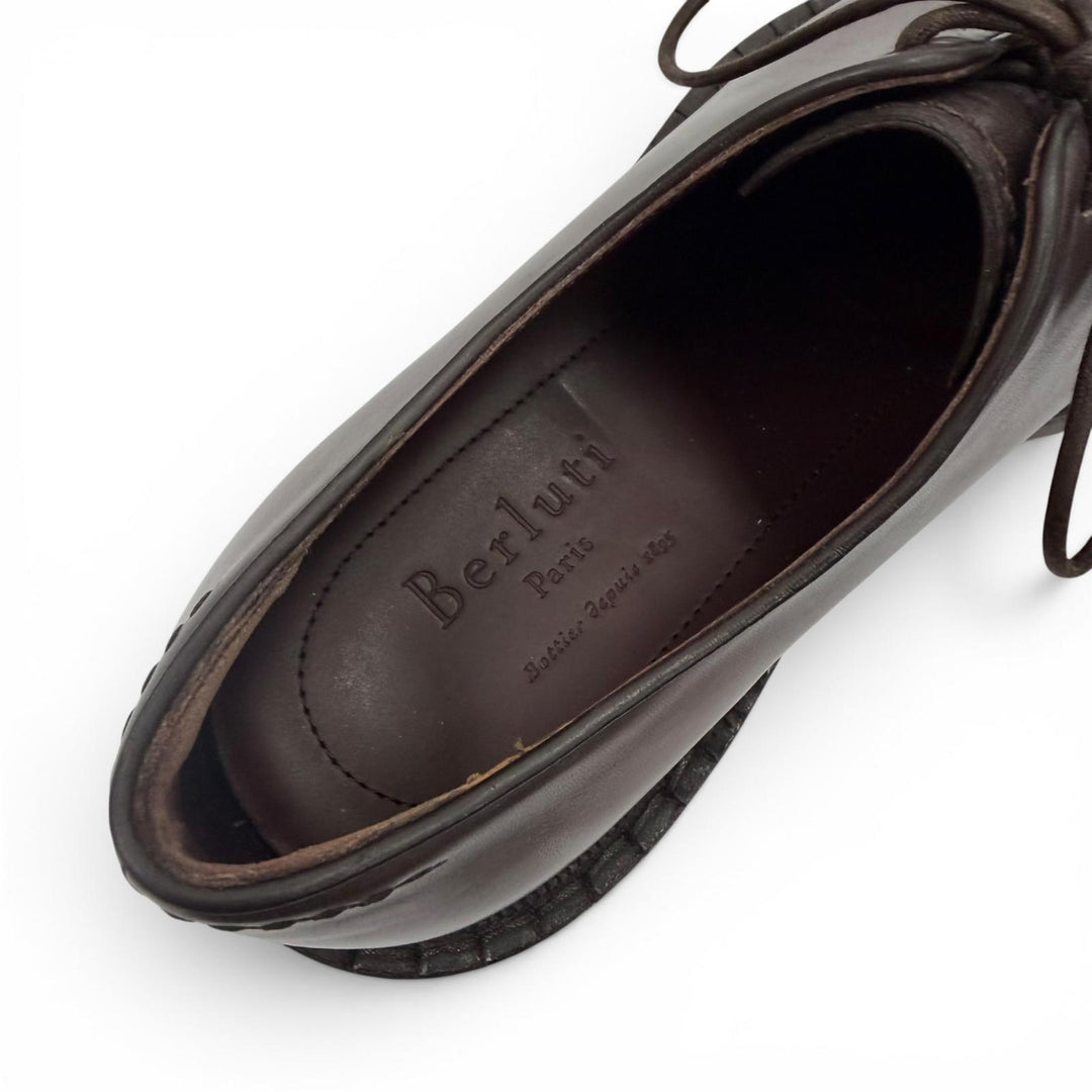 Excellent Berluti Leather shoes Brown Venice Calfskin Leather mens 6