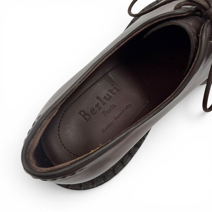 Excellent Berluti Leather shoes Brown Venice Calfskin Leather mens 6
