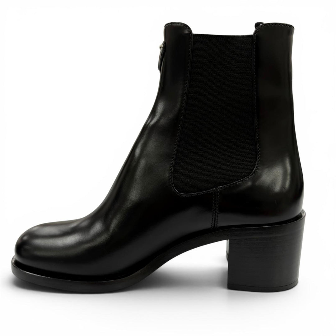 Excellent PRADA short boots Triangle logo brushed leather side gore 38 1T227N
