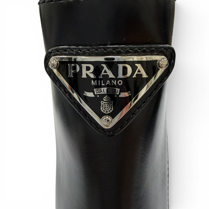 Excellent PRADA short boots Triangle logo brushed leather side gore 38 1T227N