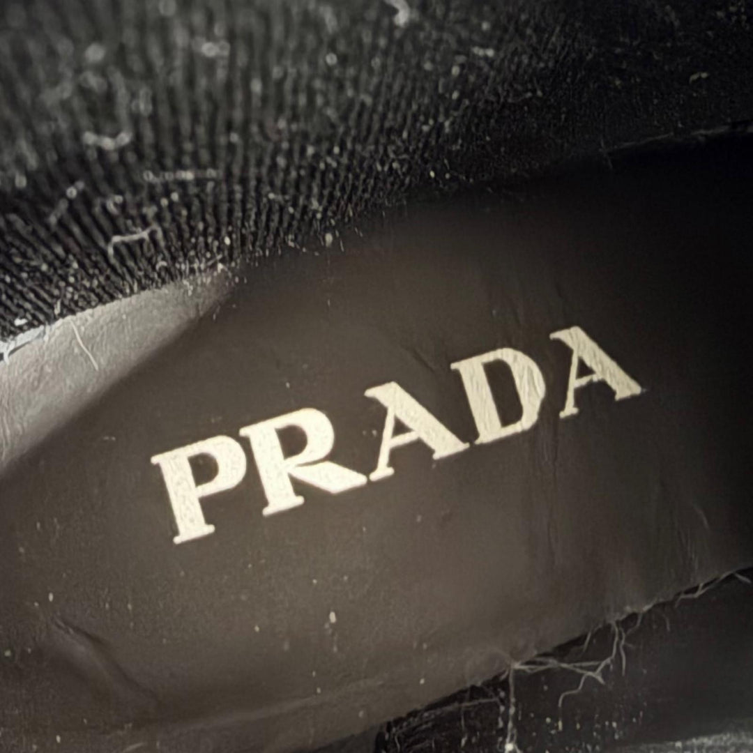 Excellent PRADA short boots Triangle logo brushed leather side gore 38 1T227N