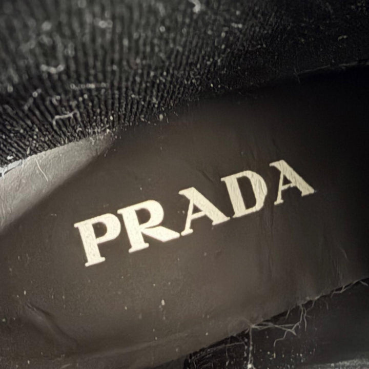 Excellent PRADA short boots Triangle logo brushed leather side gore 38 1T227N