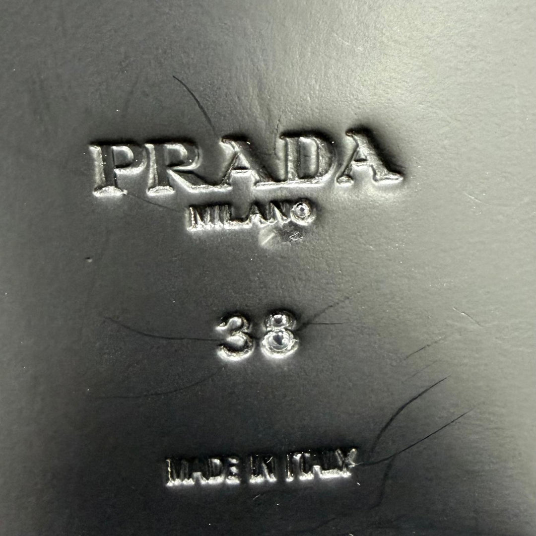 Excellent PRADA short boots Triangle logo brushed leather side gore 38 1T227N