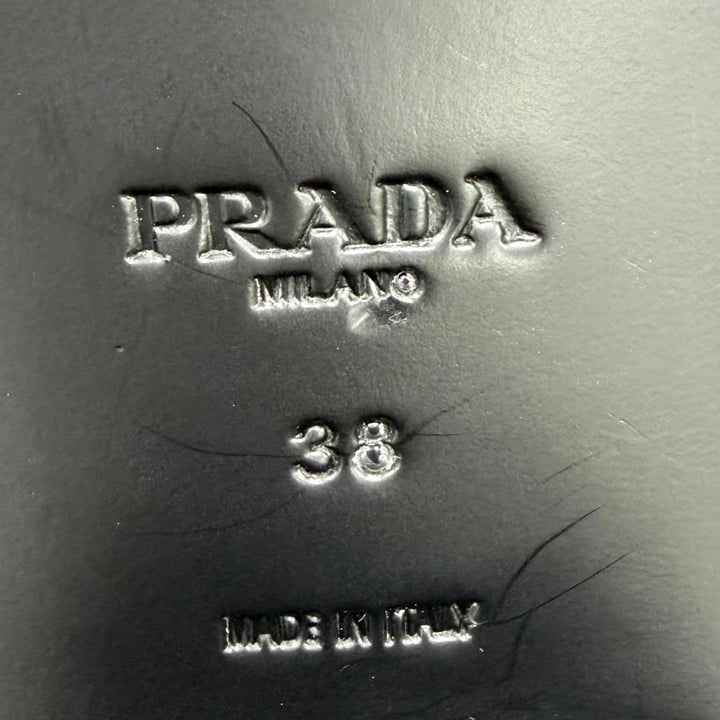 Excellent PRADA short boots Triangle logo brushed leather side gore 38 1T227N