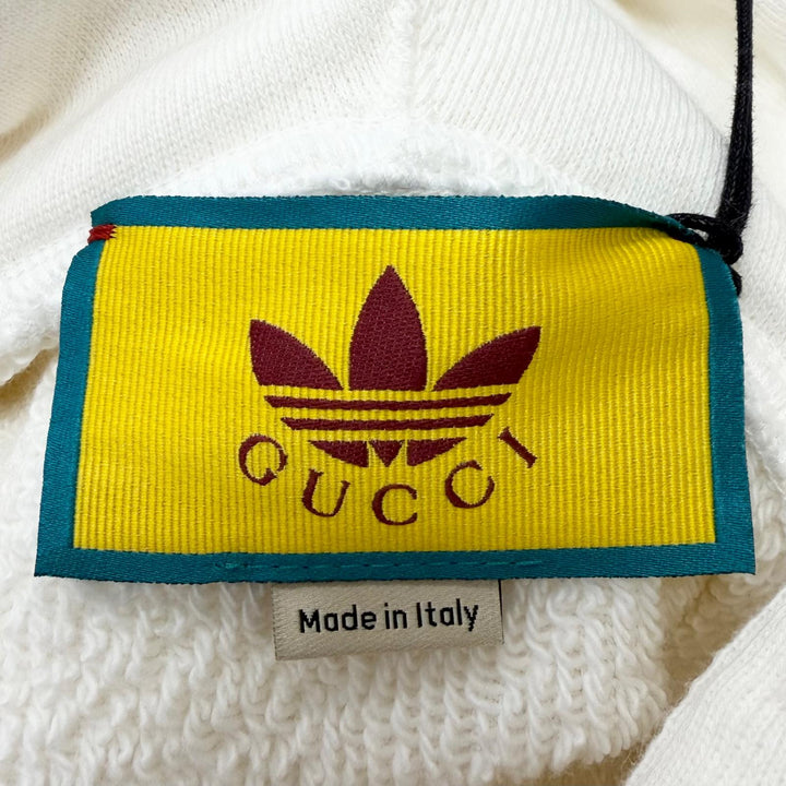 Excellent GUCCI adidas hoodie Trefoil arch logo embroidery Ivory cotton