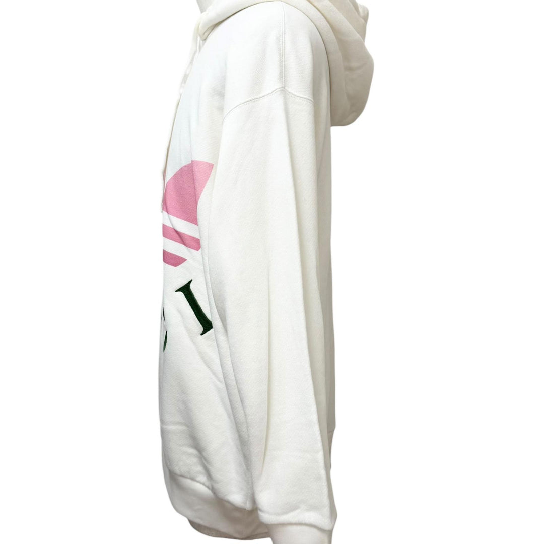 Excellent GUCCI adidas hoodie Trefoil arch logo embroidery Ivory cotton