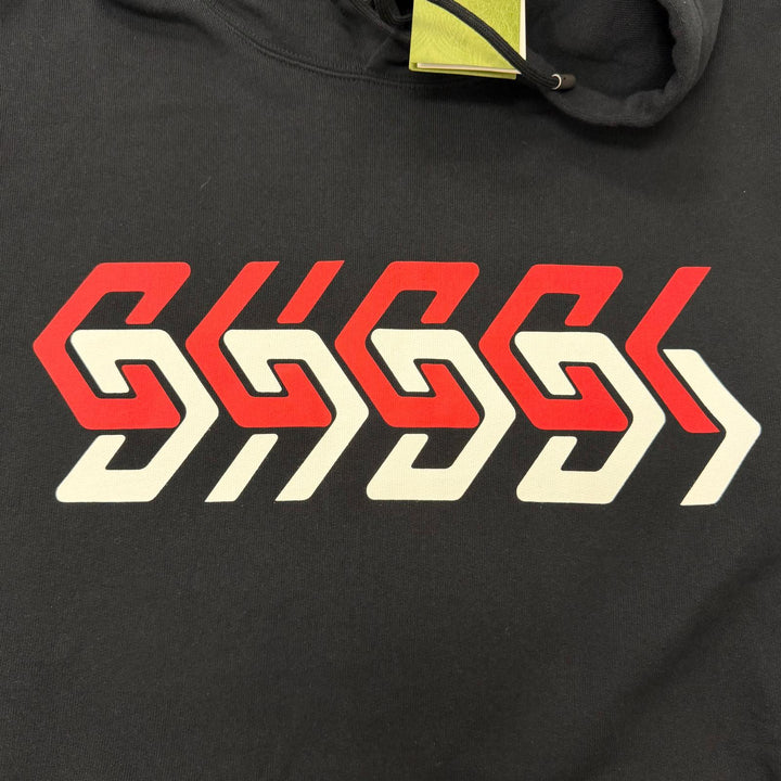 Excellent GUCCI hoodie Logo print pullover black cotton mens XXL 681210