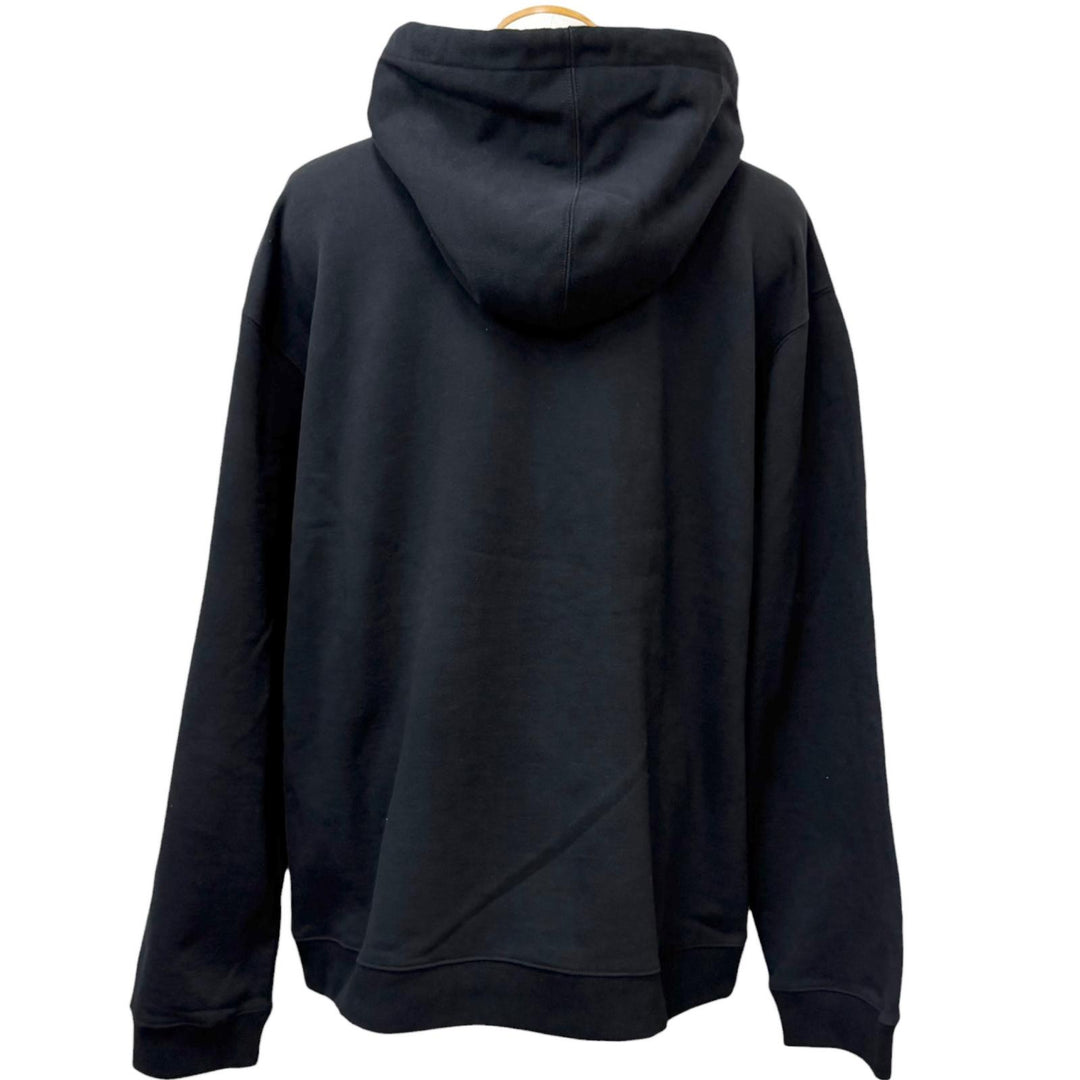 Excellent GUCCI hoodie Logo print pullover black cotton mens XXL 681210