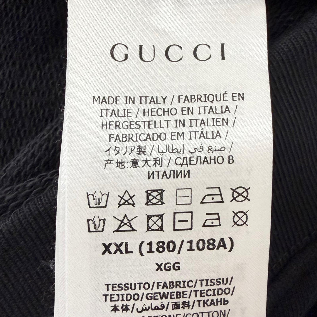 Excellent GUCCI hoodie Logo print pullover black cotton mens XXL 681210