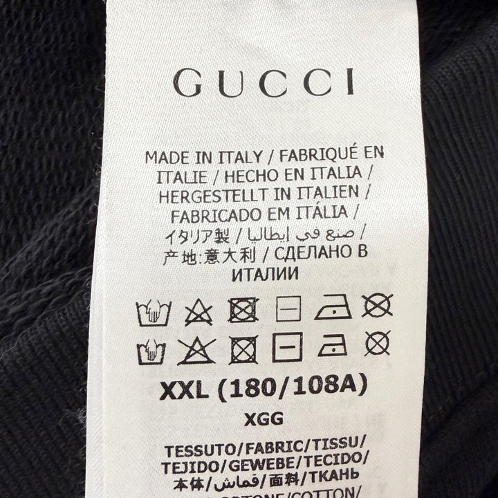 Excellent GUCCI hoodie Logo print pullover black cotton mens XXL 681210
