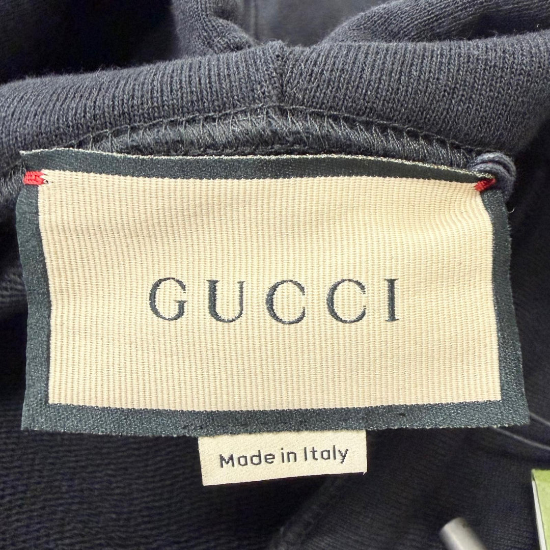 Excellent GUCCI hoodie Logo print pullover black cotton mens XXL 681210
