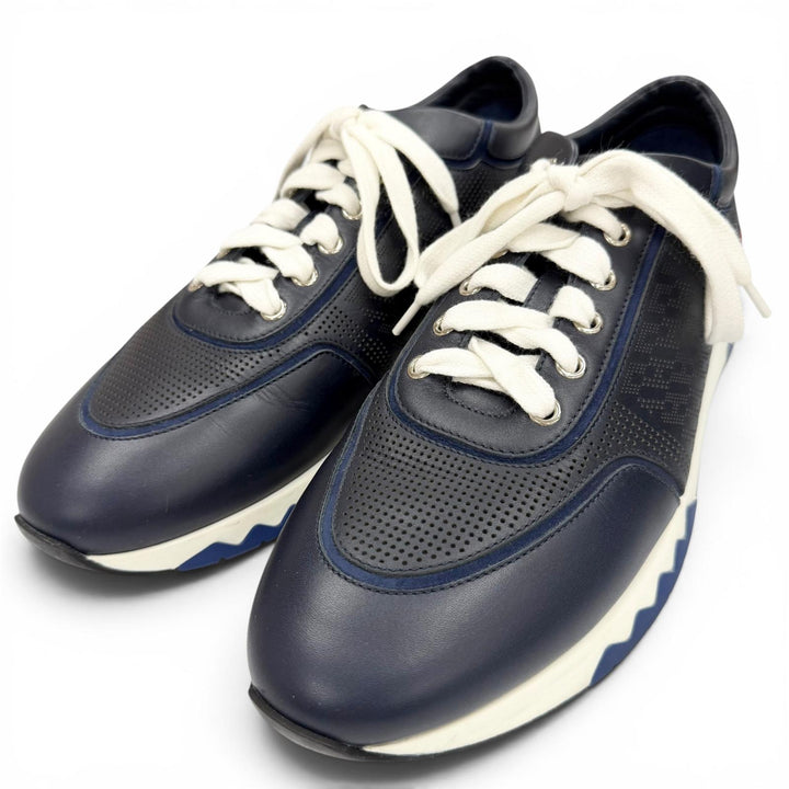 Great HERMES Low cut sneakers Addict Addict Navy leather mens 42.5