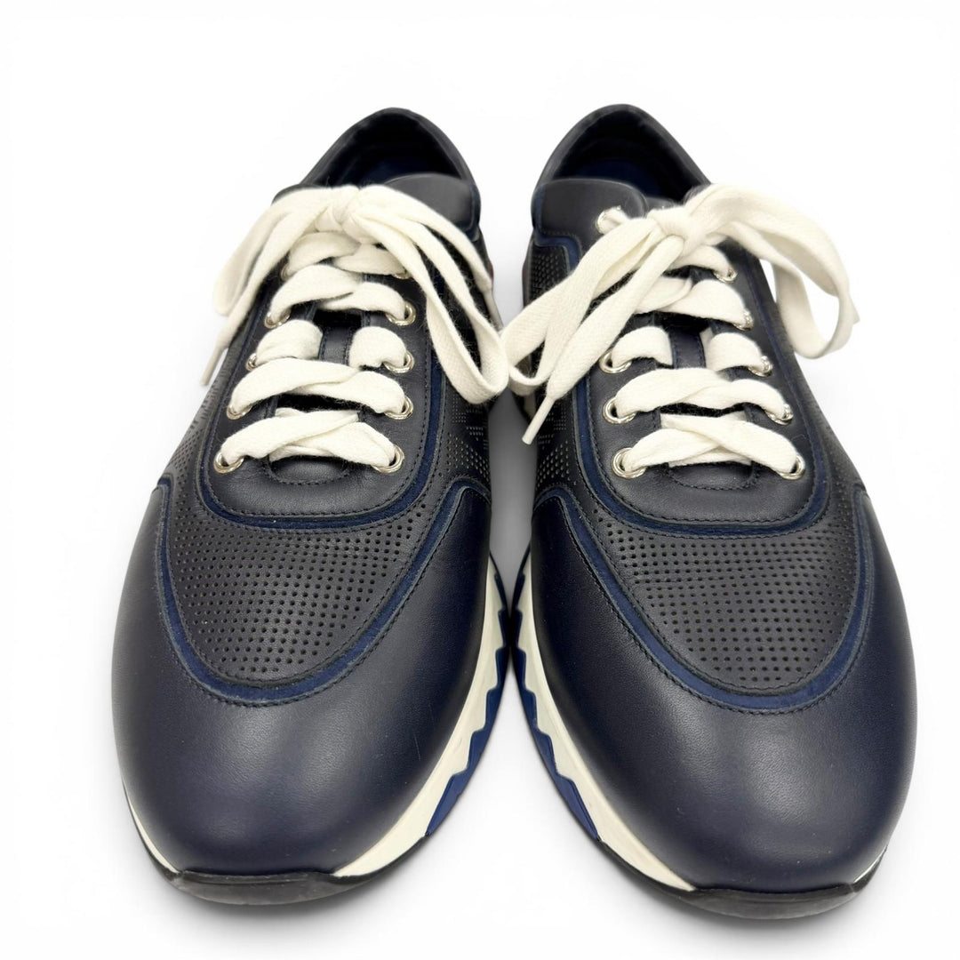 Great HERMES Low cut sneakers Addict Addict Navy leather mens 42.5